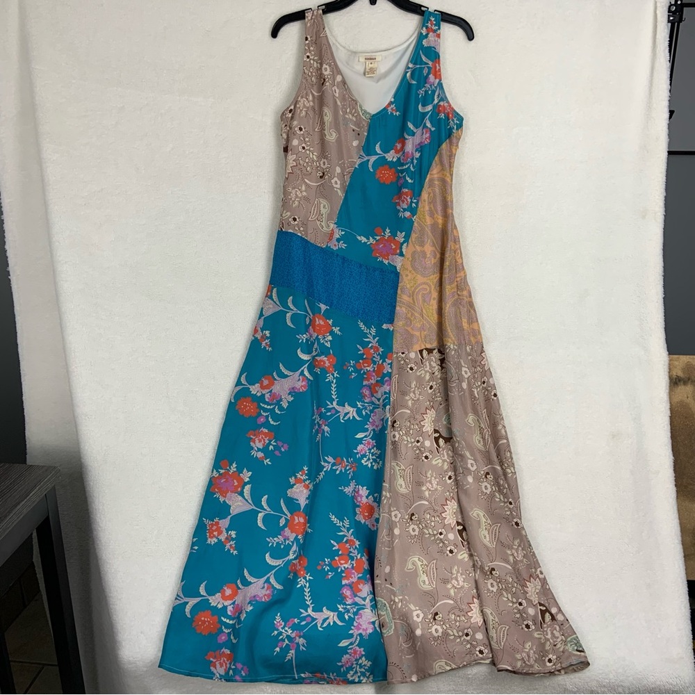 Sundance Women's 100% Silk Maxi Dress Fit & Flare Floral Lined Indian Size 10